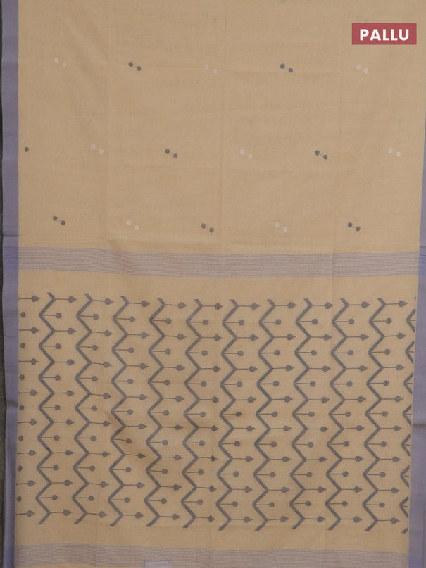 Bengal soft cotton saree sandal and grey with thread woven buttas and simple border