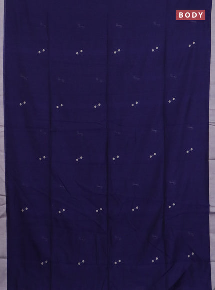 Bengal soft cotton saree navy blue and beige with thread woven buttas and simple border