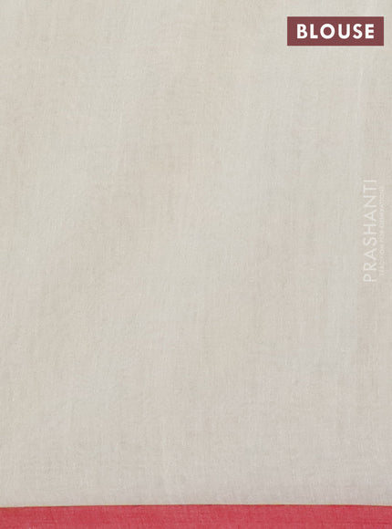 Bengal soft cotton saree cream with thread woven buttas and piping border