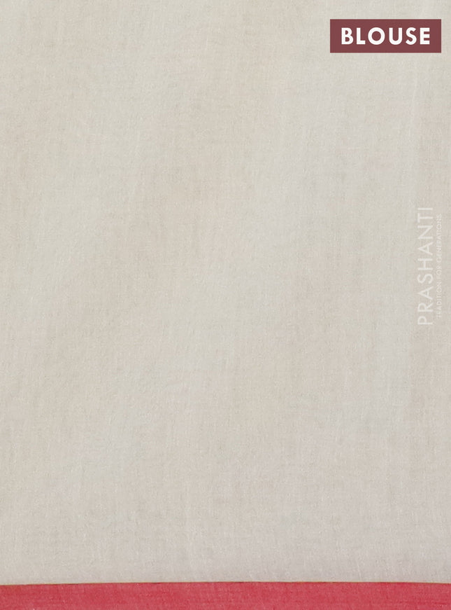 Bengal soft cotton saree cream with thread woven buttas and piping border