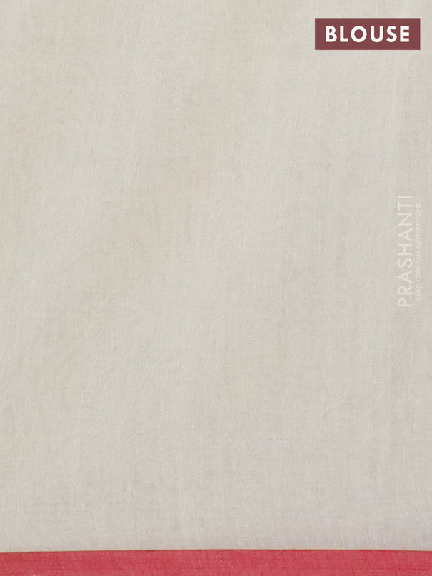 Bengal soft cotton saree cream with thread woven buttas and piping border