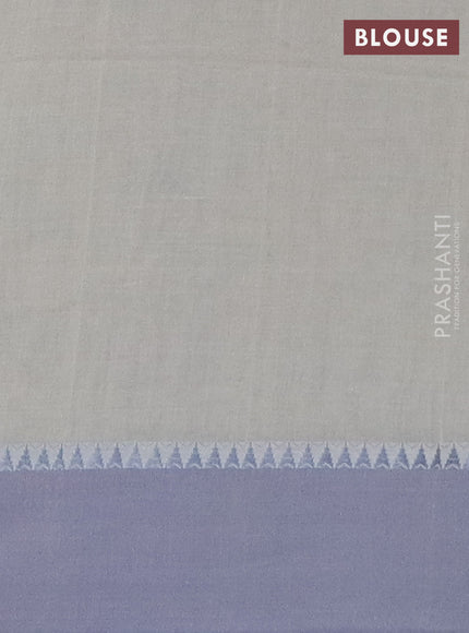 Bengal soft cotton saree cream and grey with thread woven buttas and temple design simple border