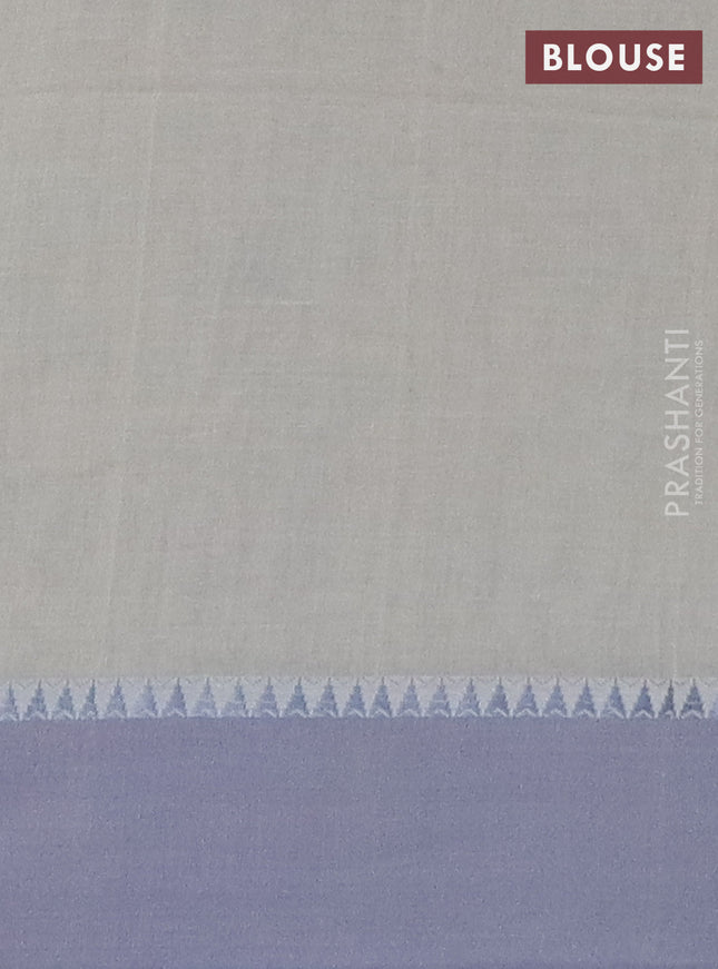 Bengal soft cotton saree cream and grey with thread woven buttas and temple design simple border