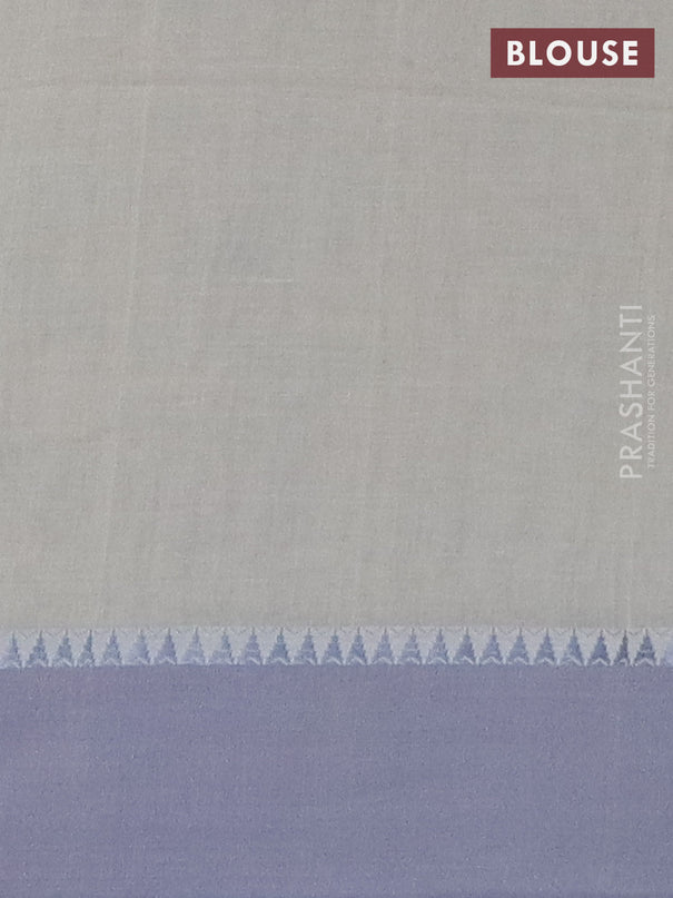 Bengal soft cotton saree cream and grey with thread woven buttas and temple design simple border