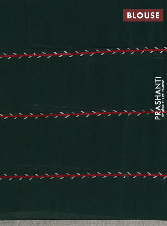Bengal soft cotton saree bottle green with allover thread weaves & buttas and piping border