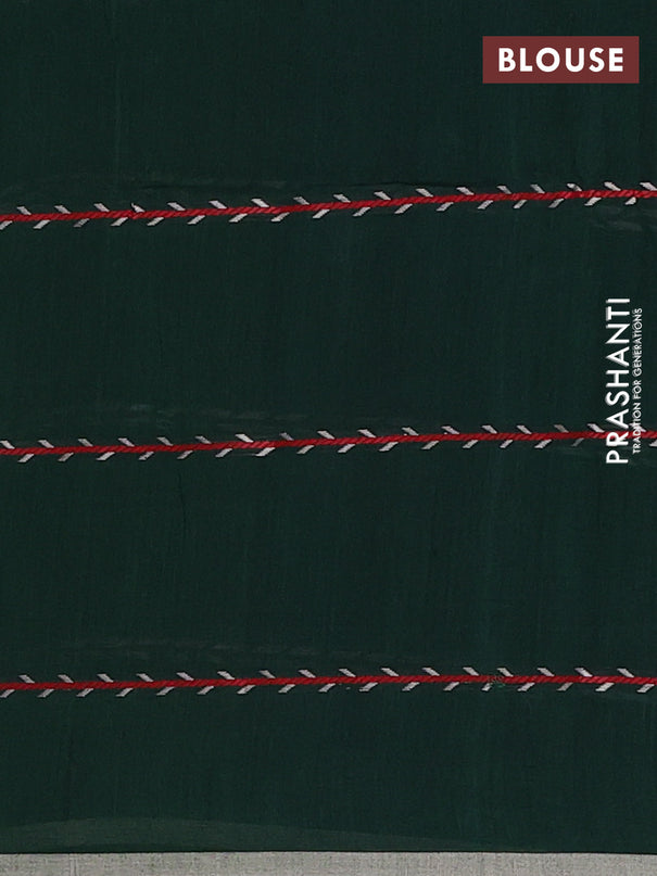 Bengal soft cotton saree bottle green with allover thread weaves & buttas and piping border