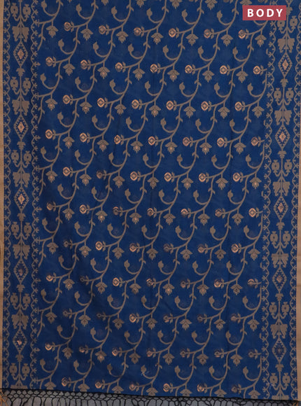 Bengal soft cotton saree peacock blue and sandal with allover thread & zari weaves and thread woven border
