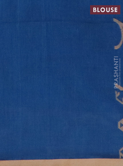 Bengal soft cotton saree peacock blue and sandal with allover thread & zari weaves and thread woven border