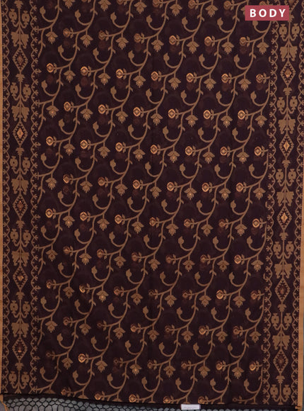 Bengal soft cotton saree deep wine and sandal with allover thread & zari weaves and thread woven border