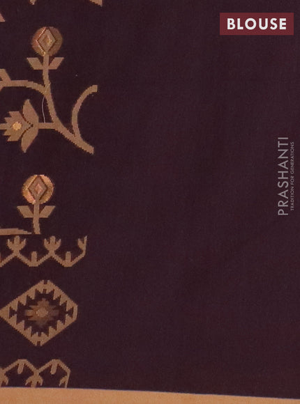Bengal soft cotton saree deep wine and sandal with allover thread & zari weaves and thread woven border