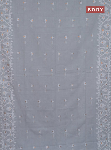 Bengal soft cotton saree grey and sandal with thread & zari woven buttas and thread woven border