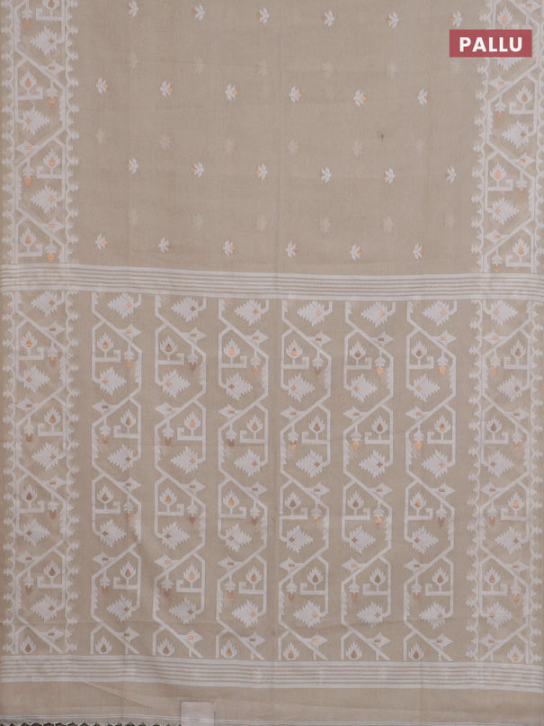 Bengal soft cotton saree beige and sandal with thread & zari woven buttas and thread woven border