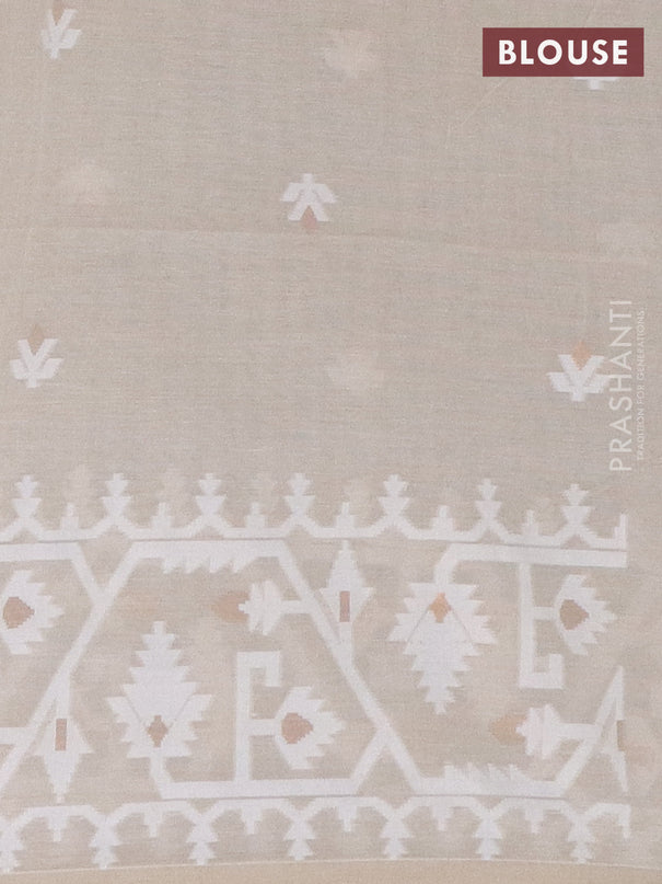 Bengal soft cotton saree beige and sandal with thread & zari woven buttas and thread woven border