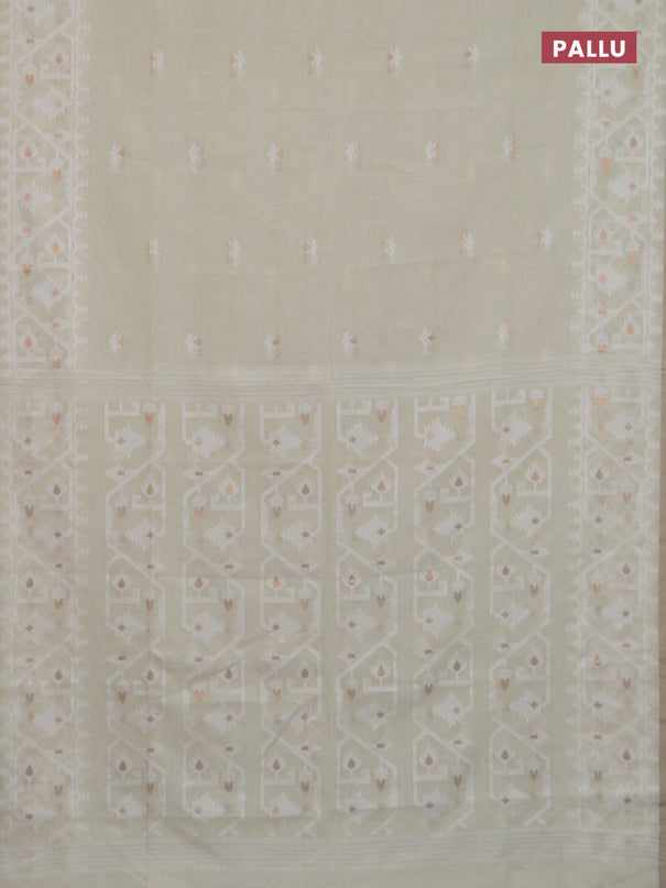 Bengal soft cotton saree cream and sandal with thread & zari woven buttas and thread woven border