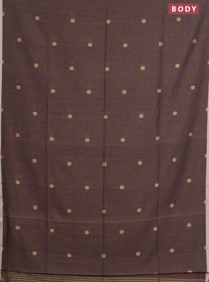 Bengal soft cotton saree brown and beige with thread woven buttas and piping border