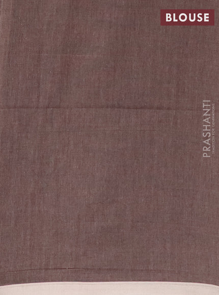Bengal soft cotton saree brown and beige with thread woven buttas and piping border