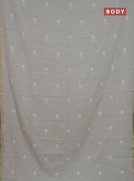 Bengal soft cotton saree beige with thread woven buttas and piping border