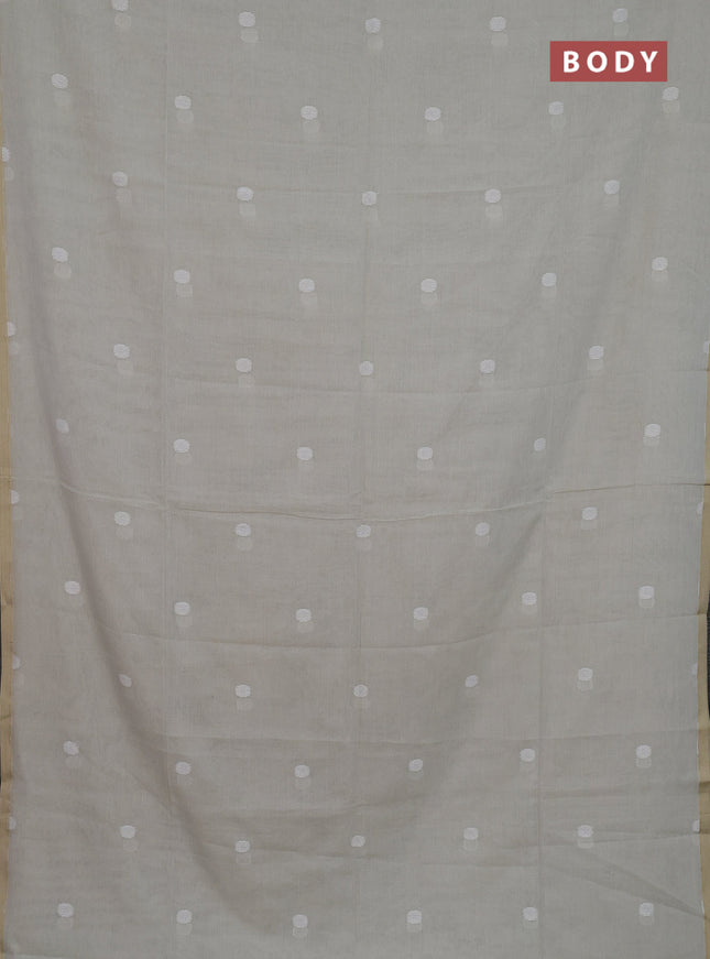 Bengal soft cotton saree beige with thread woven buttas and piping border