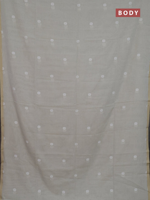 Bengal soft cotton saree beige with thread woven buttas and piping border