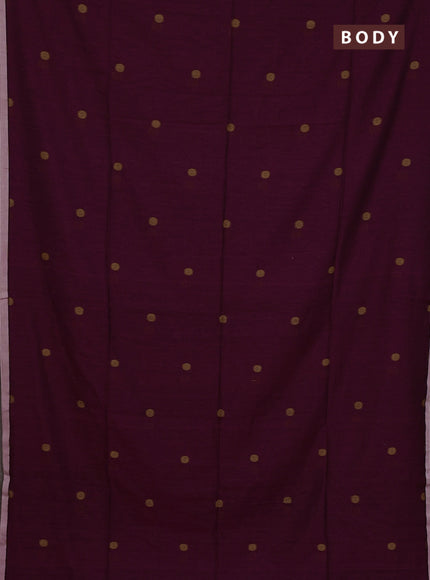 Bengal soft cotton saree maroon and off white with thread woven buttas and piping border
