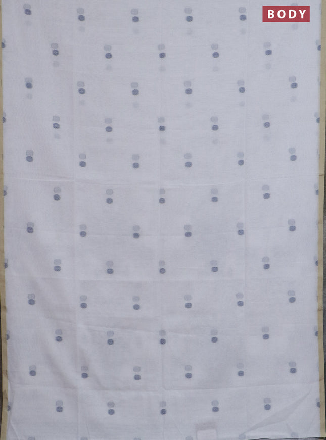 Bengal soft cotton saree off white and beige with thread woven buttas and piping border