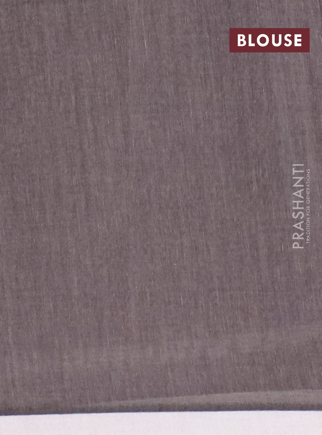 Bengal soft cotton saree grey and wine shade with thread woven buttas and piping border