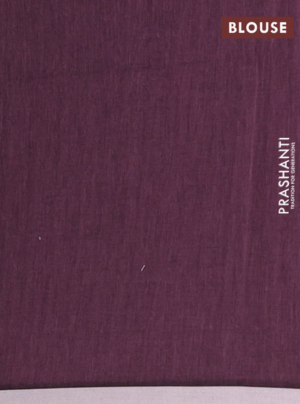 Bengal soft cotton saree wine shade and off white with thread woven buttas and piping border