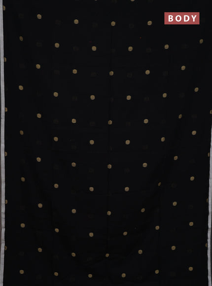 Bengal soft cotton saree black and off white with thread woven buttas and piping border