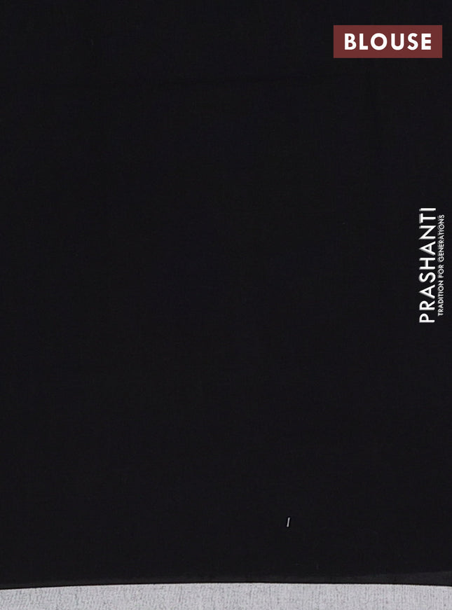 Bengal soft cotton saree black and off white with thread woven buttas and piping border