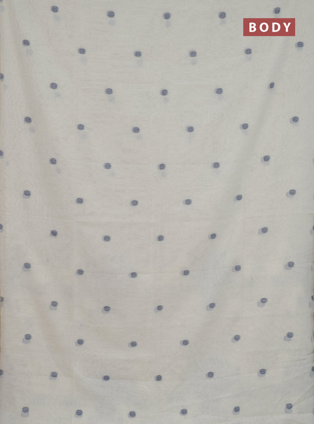 Bengal soft cotton saree cream with thread woven buttas and piping border