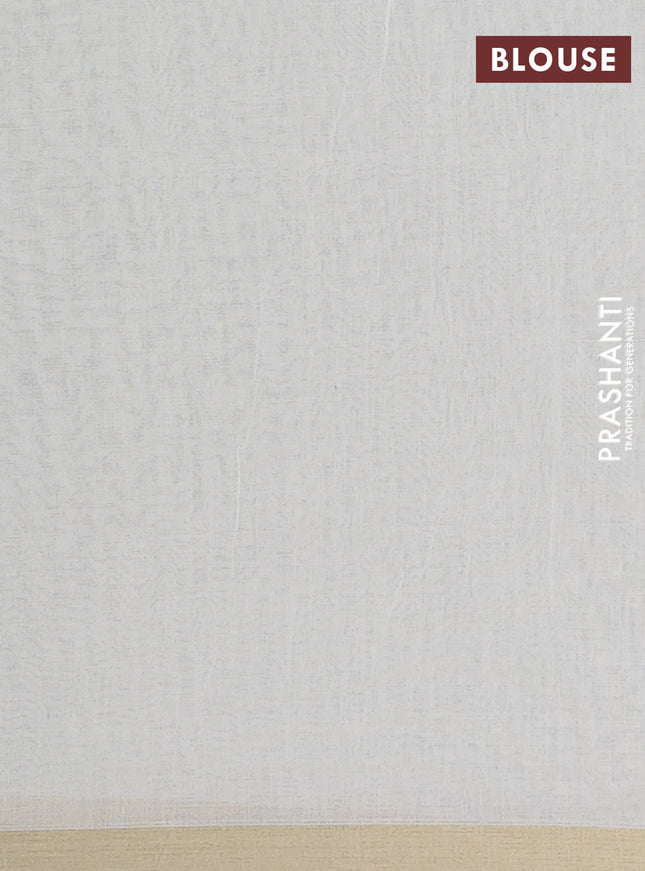 Bengal soft cotton saree cream with thread woven buttas and piping border