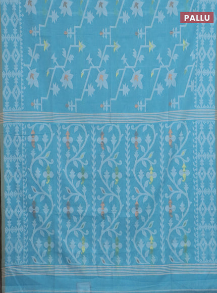 Bengal soft cotton saree light blue with allover thread weaves and thread woven border