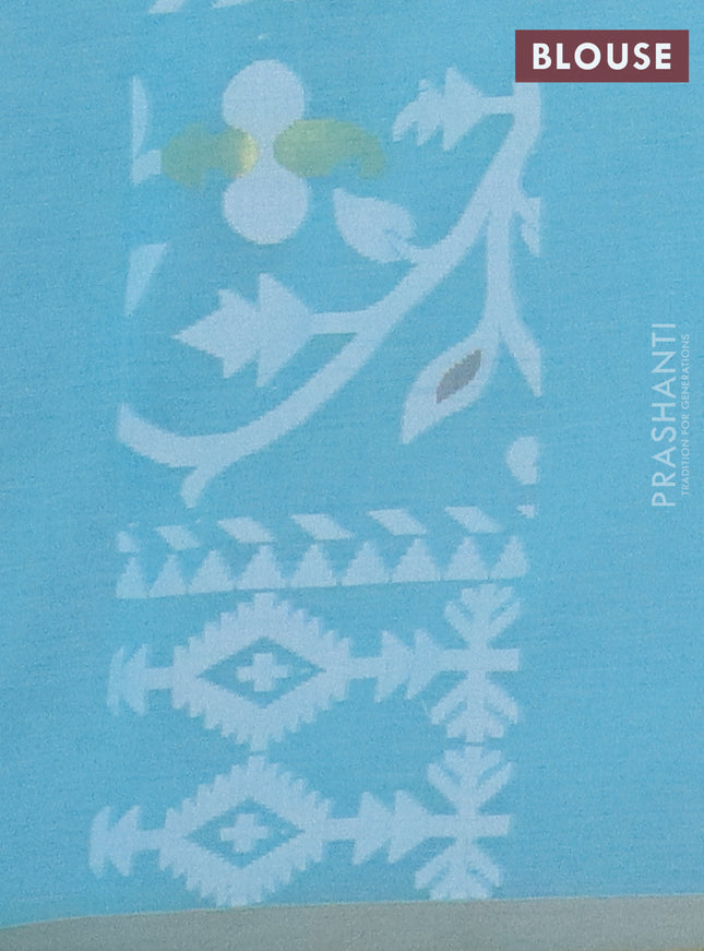 Bengal soft cotton saree light blue with allover thread weaves and thread woven border