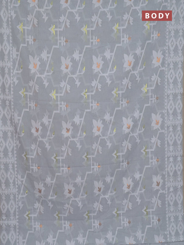 Bengal soft cotton saree grey with allover thread weaves and thread woven border