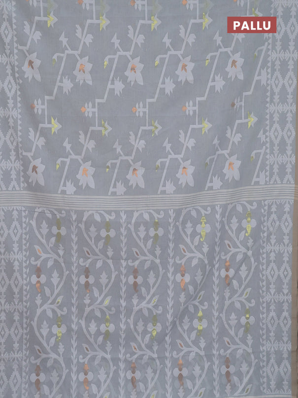 Bengal soft cotton saree grey with allover thread weaves and thread woven border