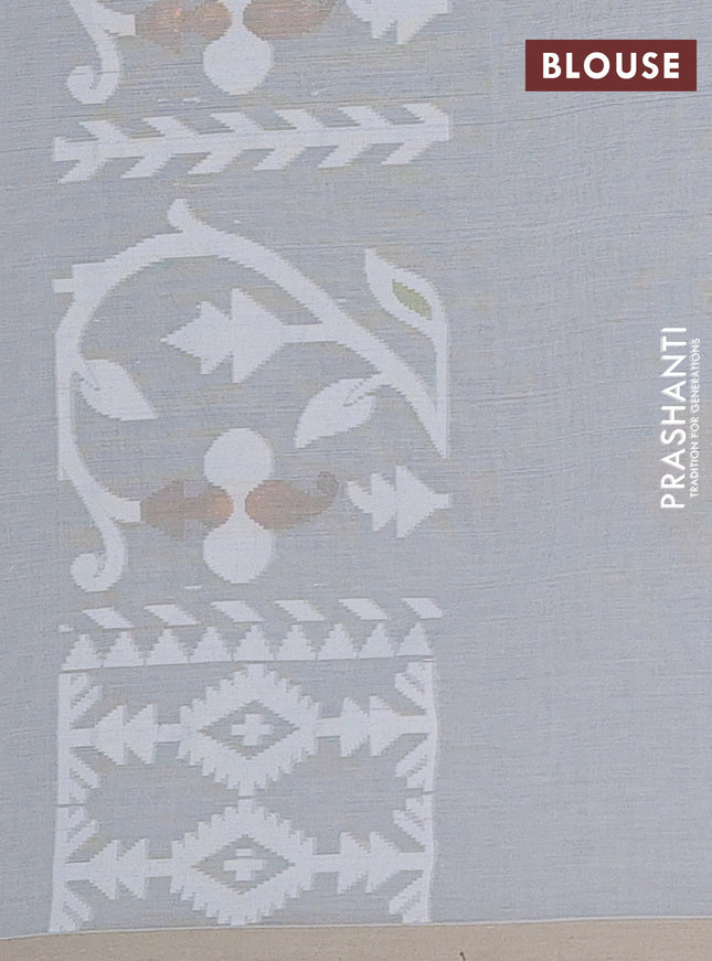 Bengal soft cotton saree grey with allover thread weaves and thread woven border