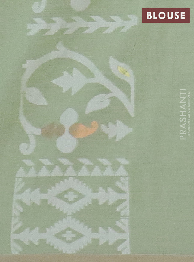 Bengal soft cotton saree light green with allover thread weaves and thread woven border