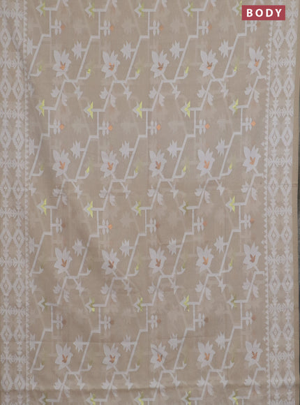 Bengal soft cotton saree beige with allover thread weaves and thread woven border