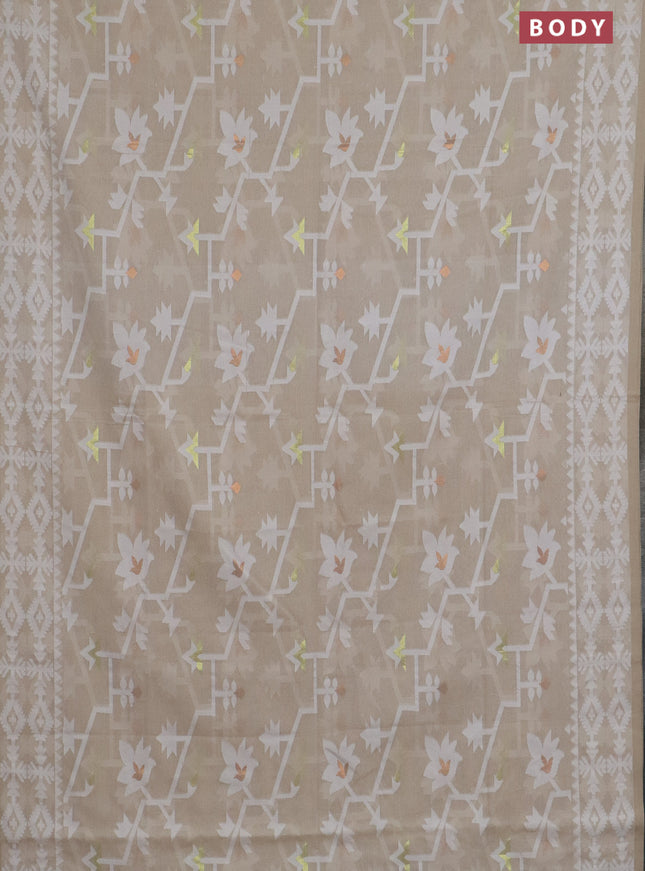 Bengal soft cotton saree beige with allover thread weaves and thread woven border