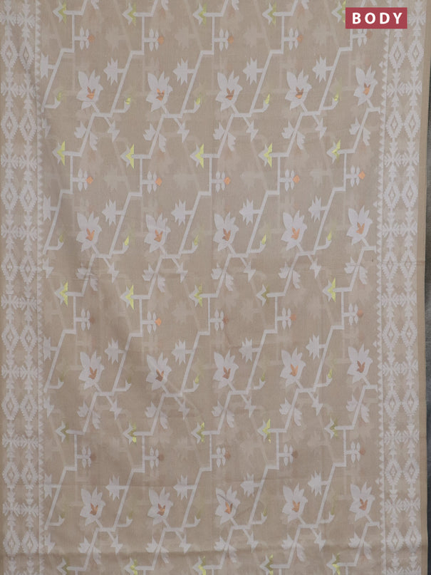 Bengal soft cotton saree beige with allover thread weaves and thread woven border