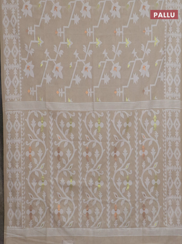 Bengal soft cotton saree beige with allover thread weaves and thread woven border