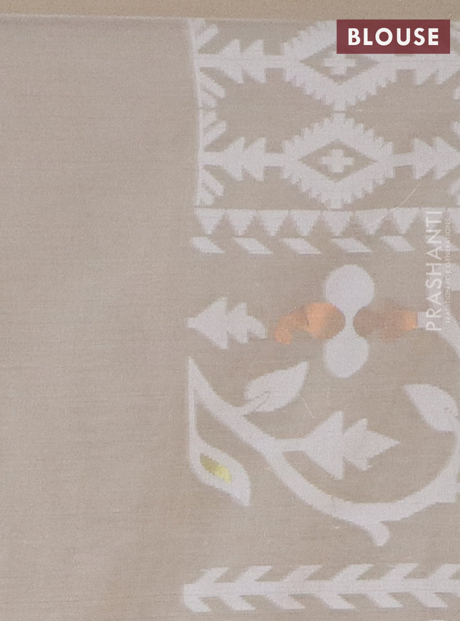 Bengal soft cotton saree beige with allover thread weaves and thread woven border