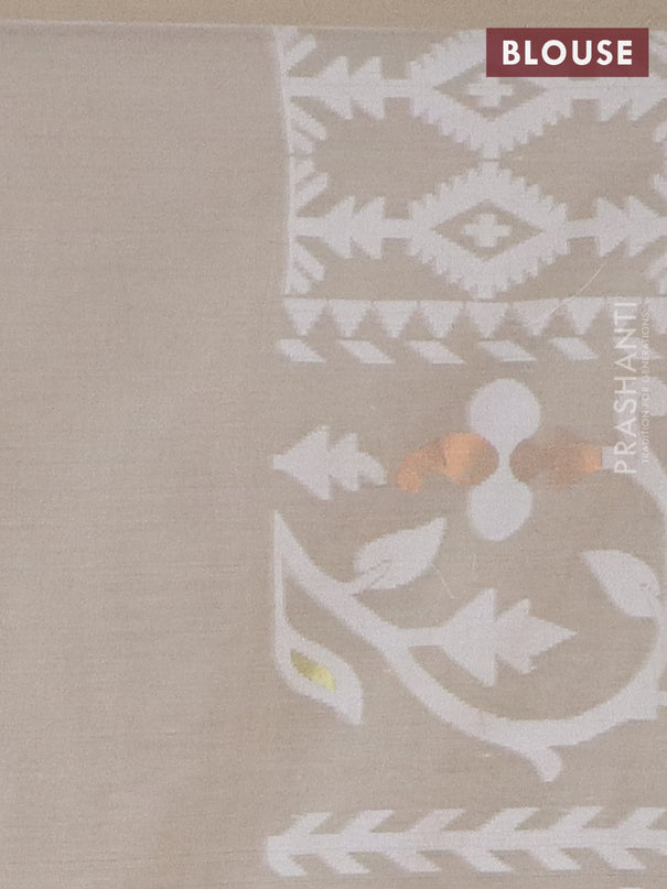 Bengal soft cotton saree beige with allover thread weaves and thread woven border