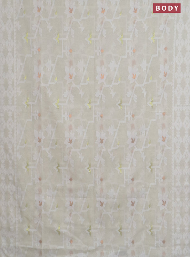 Bengal soft cotton saree cream with allover thread weaves and thread woven border