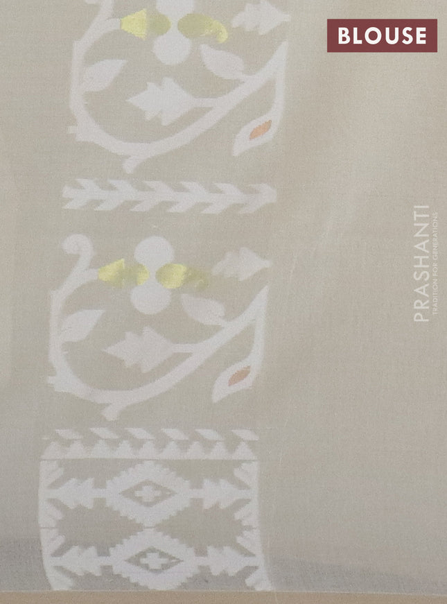 Bengal soft cotton saree cream with allover thread weaves and thread woven border