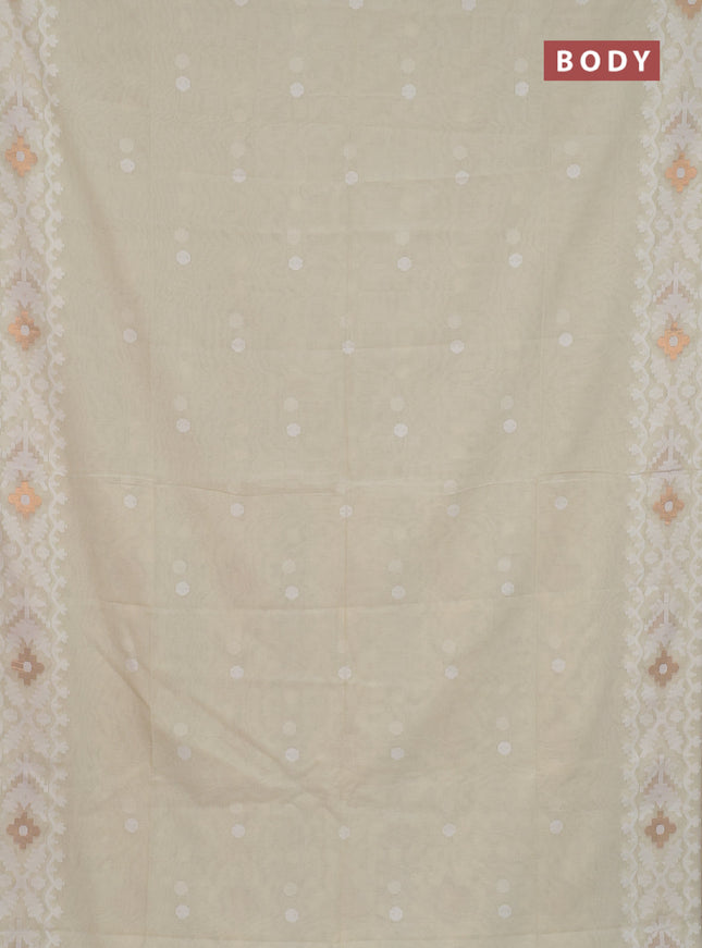 Bengal soft cotton saree cream with thread woven buttas and thread woven border