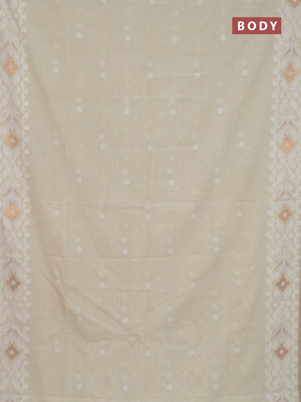 Bengal soft cotton saree cream with thread woven buttas and thread woven border