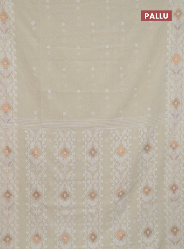 Bengal soft cotton saree cream with thread woven buttas and thread woven border