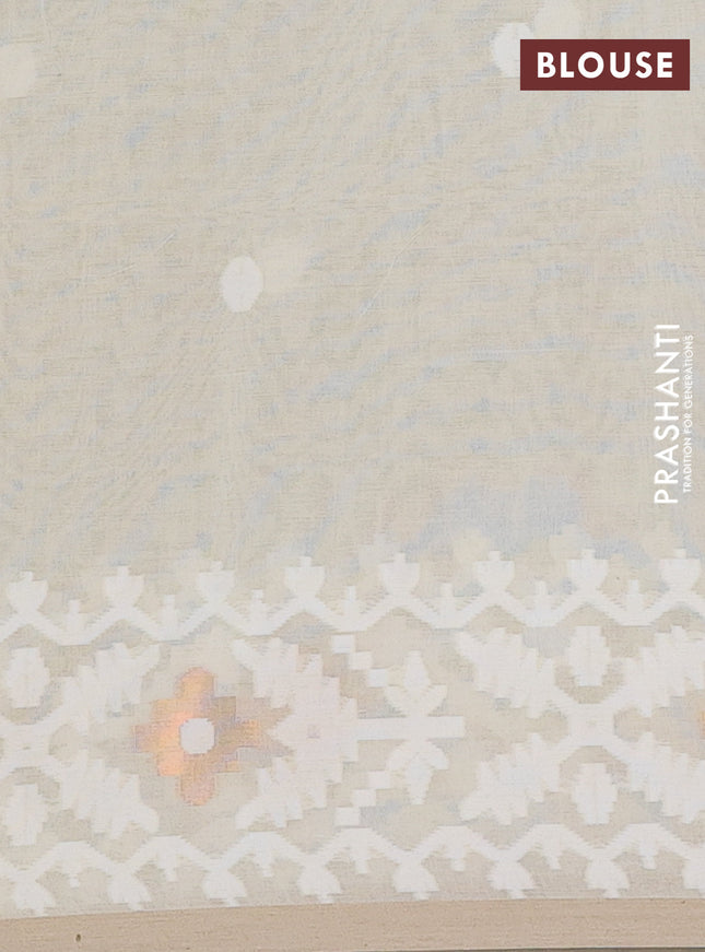 Bengal soft cotton saree cream with thread woven buttas and thread woven border