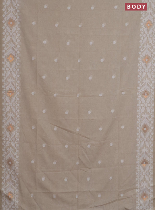 Bengal soft cotton saree sandal with thread woven buttas and thread woven border